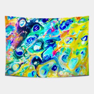 Rainbow acrylic pouring art Tapestry