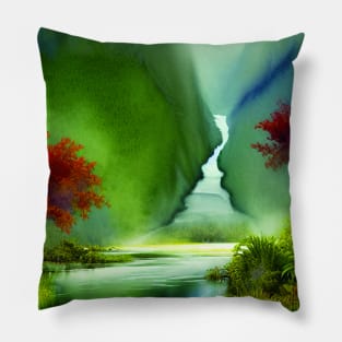 Magical Landscape featuring Sea and Plants Pillow