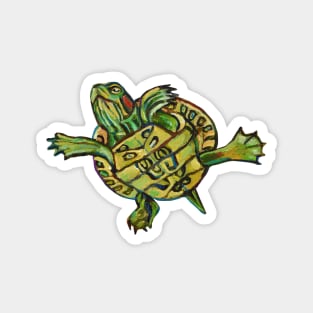 Cute Slider Turtle Sticker Magnet