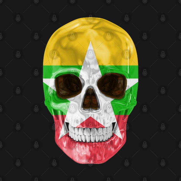 Myanmar Flag Skull - Gift for Burmese With Roots From Myanmar by Country Flags