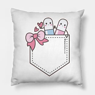 cute pills in pocket cartoon Pillow