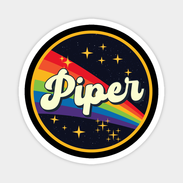 Piper // Rainbow In Space Vintage Style Magnet by LMW Art