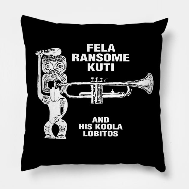 WHITE DECAL OF FELA RANSOME KUTI- AND HIS KOOLA LOBITOS Pillow by The Jung Ones