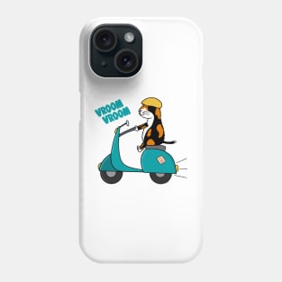 Calico Cat on a Scooter Phone Case