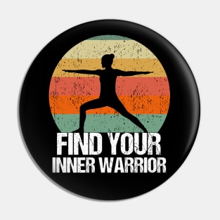 Find Your Inner Warrior Cute Yoga Sunset Pin