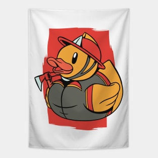 Cute Fire Fighter Rubber Ducky // Fireman Rubber Duckie Tapestry