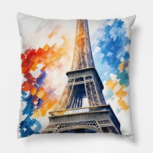 Eifel Tower In Watercolor Style - AI Art Pillow