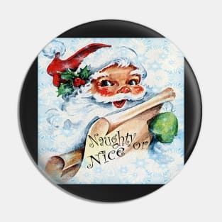 Christmas Vintage Santa Naughty or Nice List Gift Graphic Design, Many Products Available Pin