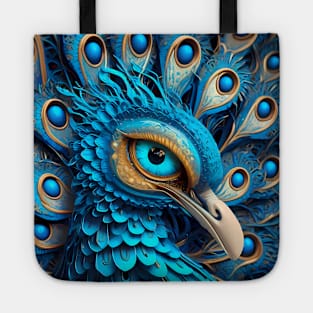 Realistic Image Peacock Bird Head Tote