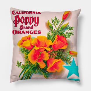 California Poppy Brand Oranges Label Pillow