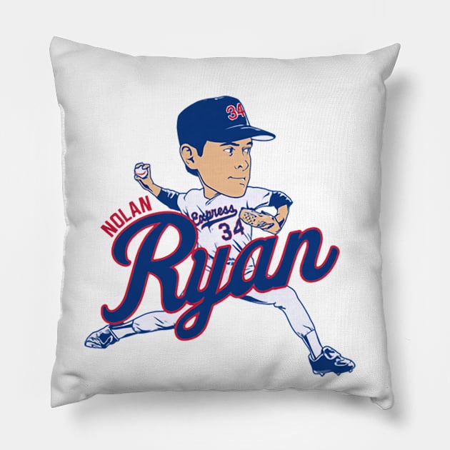 Nolan Ryan Texas Caricature Pillow by lavonneroberson