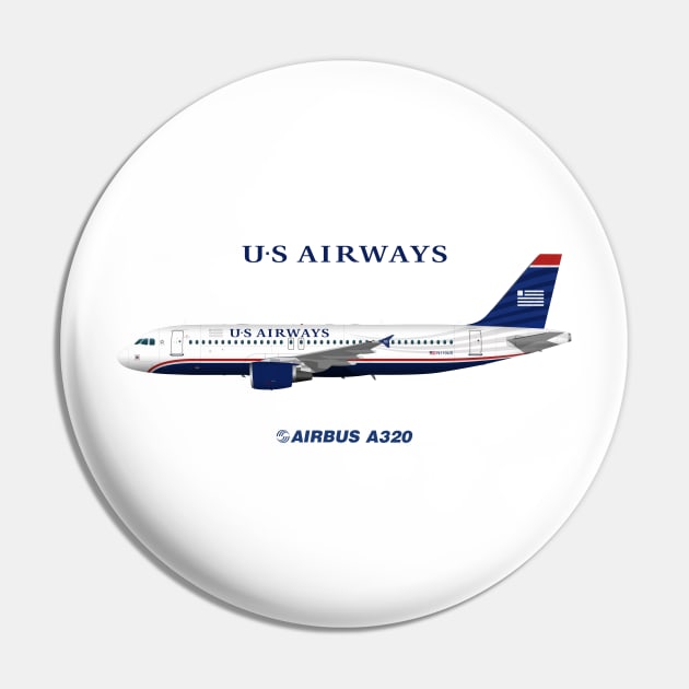 Illustration of US Airways Airbus A320 Pin by SteveHClark