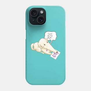 Borzoi Dog Drawing Bone on a Paper Phone Case