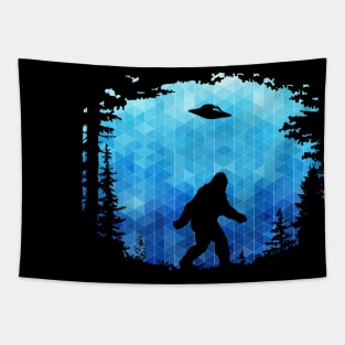 I Want To Believe (blue poly background) Tapestry