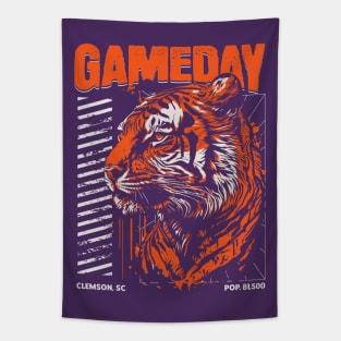 Vintage Gameday Tiger // Purple and Orange Awesome Tiger // Football Game Day Tapestry