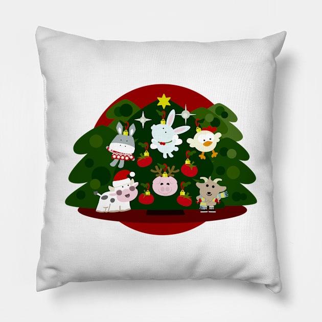 Árbol De Navidad En La Granja Pillow by soniapascual