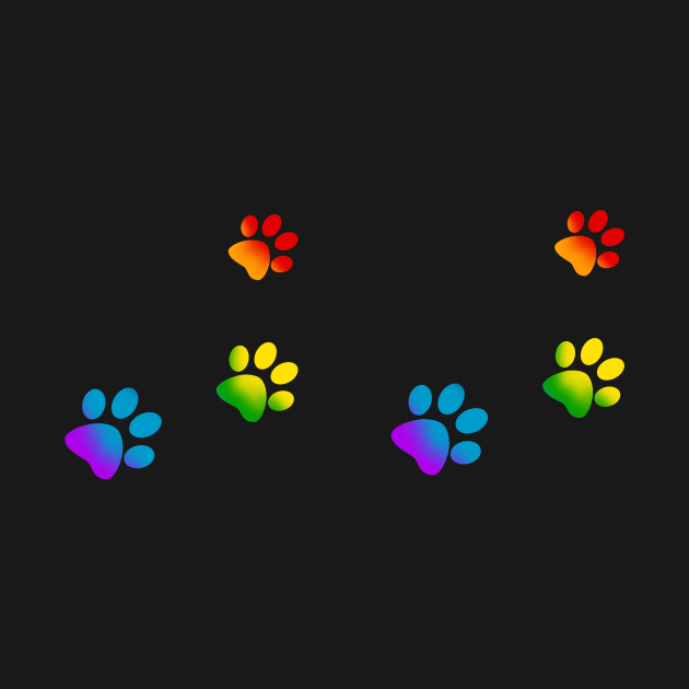 Rainbow Paw Prints by bittentoast