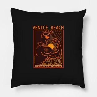 VENICE BEACH MUSCLE BEACH SURFING CALIFORNIA Pillow