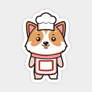 cute corgi kawaii funny chef Magnet