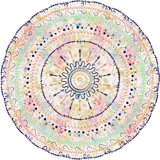 Whimsical watercolor tribal doodles mandala Magnet