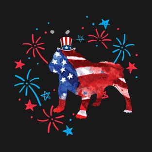 Bulldog Uncle Sam Hat 4Th Of July T-Shirt