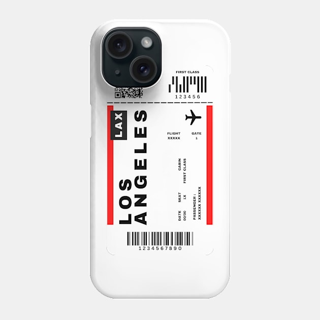 Los Angeles Boarding Pass California Destination Ticket Phone Case by Saraahdesign