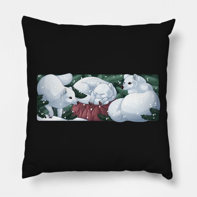 Arctic foxes Pillow by NatureDrawing