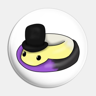 Nonbinary Snake in a top hat Pin