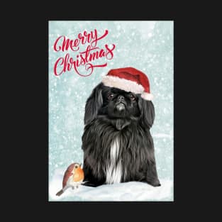 Blacl Pekingese Merry Christmas Santa Dog T-Shirt