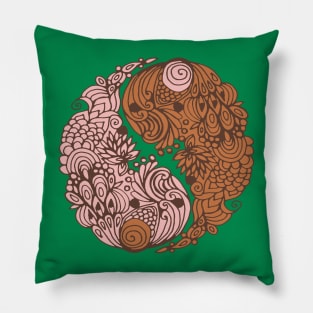 Yin Yang, corals - Green Pillow