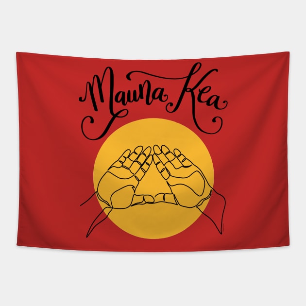 We Are Mauna Kea Hawaii Mountain Hand Sign Symbol Tapestry by DoubleBrush