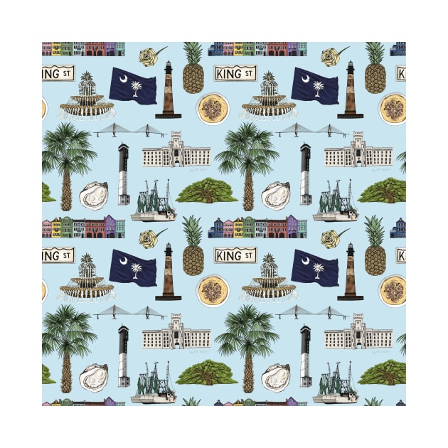 Charleston, South Carolina Pattern - Blue by Elizabeth Weglein Art