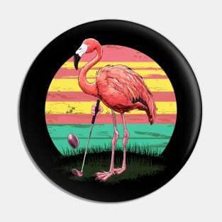 Flamingo Playing Golf Pin