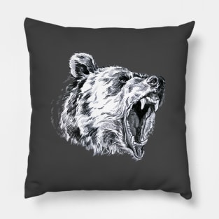 Roaring bear head Pillow