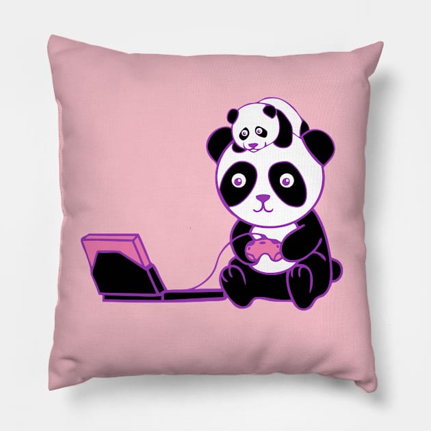 Dual Gaming Panda Pillow by Just Gaby Gaming