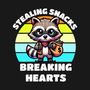 Raccoon Stealing Snacks Breaking Hearts T-Shirt