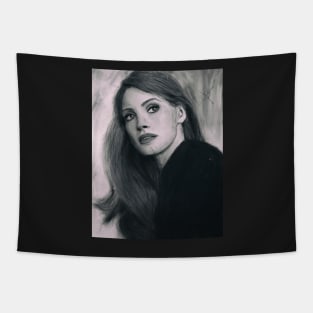 Jessica Chastain - Pastel on Canvas Painting Tapestry