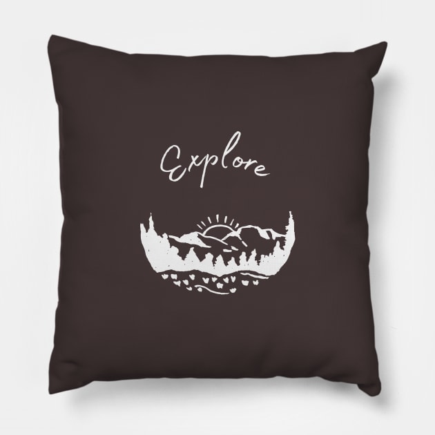 Explore - Mountains Pillow by Castle Rock Shop