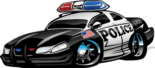 Police Muscle Car Cartoon Magnet