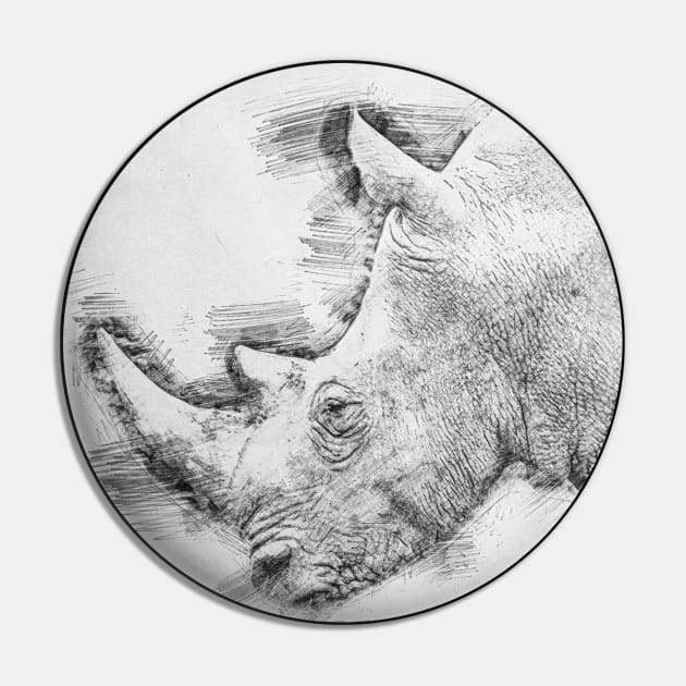 Pencil Sketch Rhino Drawing Pin by Raimondi