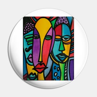 Abstract Art Colorful Faces Pin