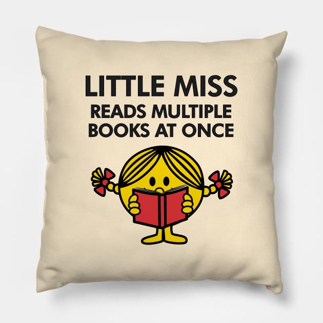 little miss reads multiple books at once Pillow by indiebookster