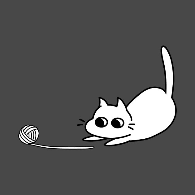 White cat playing wool yarn by HanaAisy