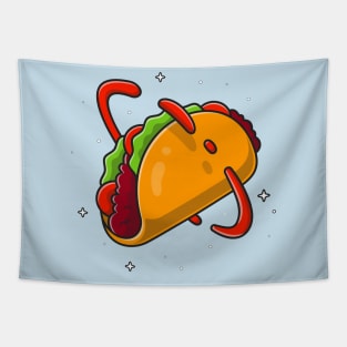 Taco Planet Cartoon Illustration Tapestry