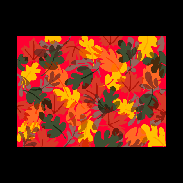 Autumn leaves pattern in red by covostudio