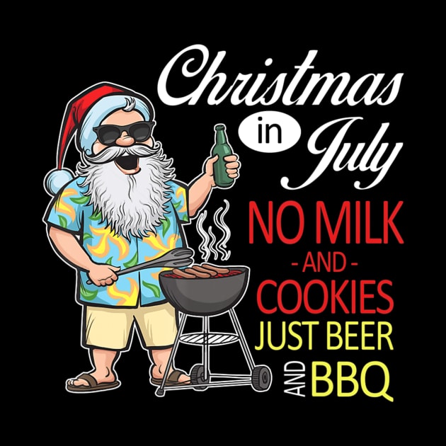 Beer And BBQ Christmas In July Santa Claus Summer Christmas by brandysarahch