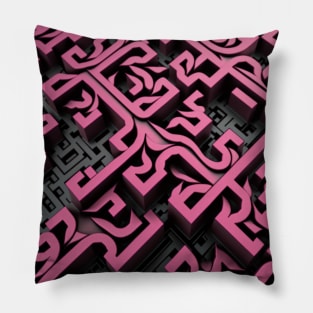 Si-Fi Electro, with pattern, realistic, photo, black, pink Pillow