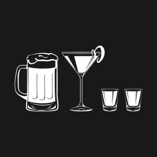 Stick Figure Family - Alcohol Themed - 2 Shots T-Shirt