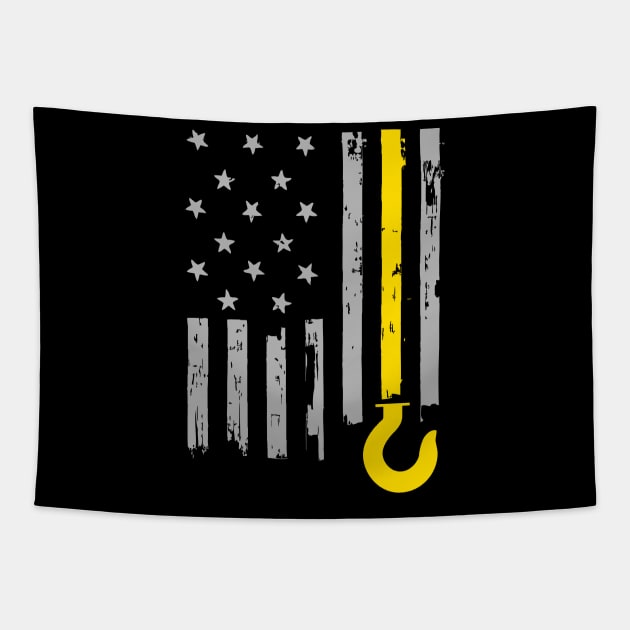 Tow Truck Driver Lives Matter Yellow Line American Flag Tapestry by TBA Design