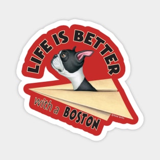 Fun awesome Boston Terrier in Paper Airplane Magnet